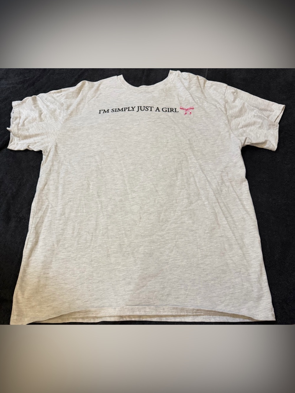 Women's Light Gray Tee with Pink Bow Graphic